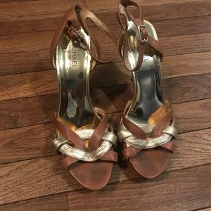 Tan and gold Michael kors high heels
